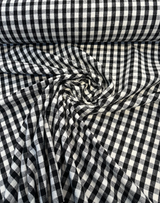 Logan Check Domino Linen Cotton Fabric - Black White Check, 54" Width (By The Yard)
