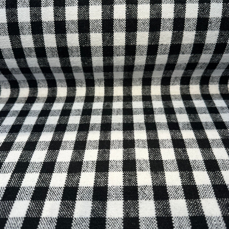 Logan Check Domino Linen Cotton Fabric - Black White Check, 54" Width (By The Yard)