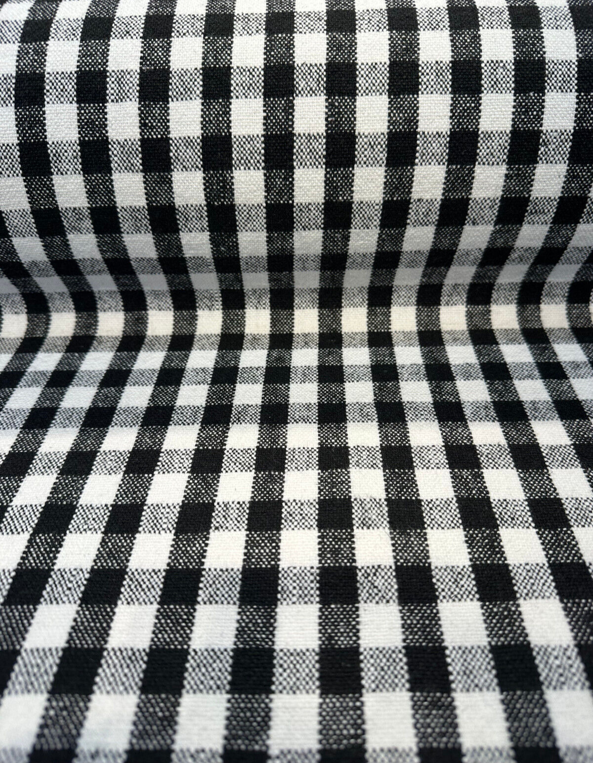 Logan Check Domino Linen Cotton Fabric - Black White Check, 54" Width (By The Yard)
