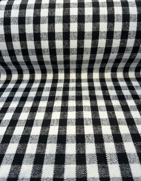 Logan Check Domino Linen Cotton Fabric - Black White Check, 54" Width (By The Yard)