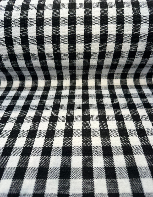 Logan Check Domino Linen Cotton Fabric - Black White Check, 54" Width (By The Yard)