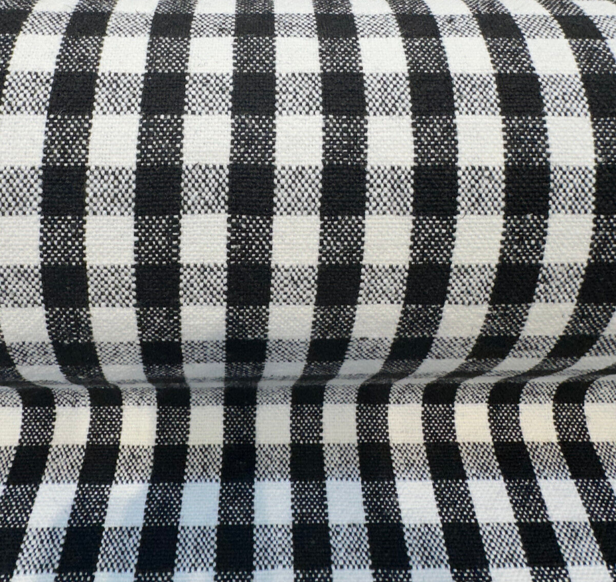 Logan Check Domino Linen Cotton Fabric - Black White Check, 54" Width (By The Yard)