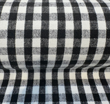 Logan Check Domino Linen Cotton Fabric - Black White Check, 54" Width (By The Yard)