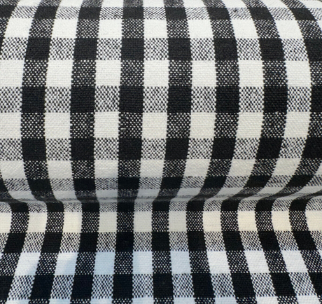 Logan Check Domino Linen Cotton Fabric - Black White Check, 54" Width (By The Yard)