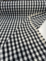 Logan Check Domino Linen Cotton Fabric - Black White Check, 54" Width (By The Yard)