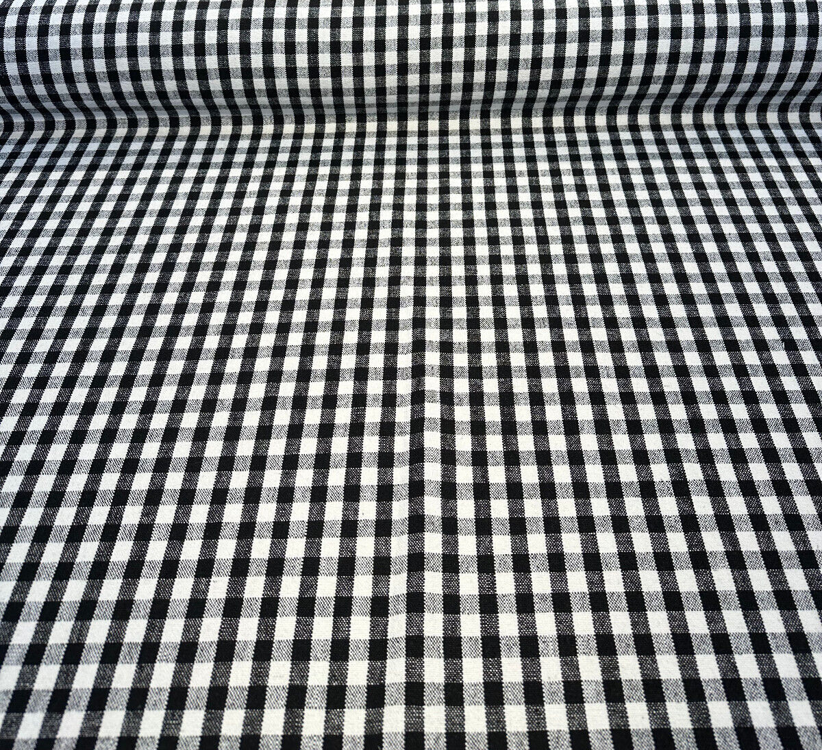 Logan Check Domino Linen Cotton Fabric - Black White Check, 54" Width (By The Yard)