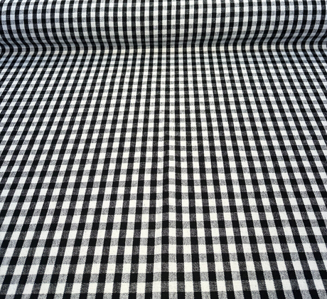 Logan Check Domino Linen Cotton Fabric - Black White Check, 54" Width (By The Yard)