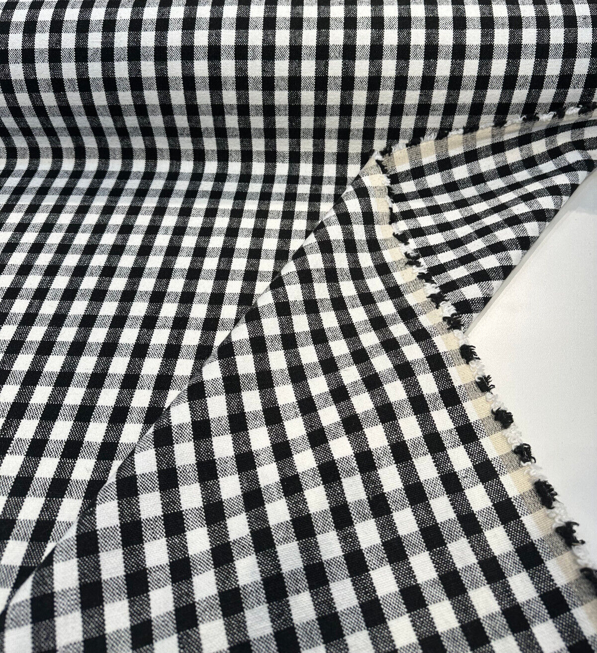Logan Check Domino Linen Cotton Fabric - Black White Check, 54" Width (By The Yard)