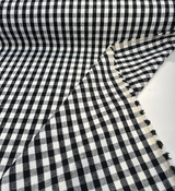 Logan Check Domino Linen Cotton Fabric - Black White Check, 54" Width (By The Yard)