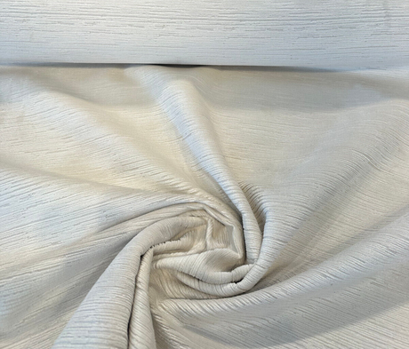 Dolce Plush Texture Cut Velvet Polyester Fabric - Ivory Striped High Low Texture, 54" Width (1 Yard)