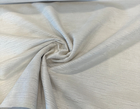 Dolce Plush Texture Cut Velvet Polyester Fabric - Ivory Striped High Low Texture, 54" Width (1 Yard)