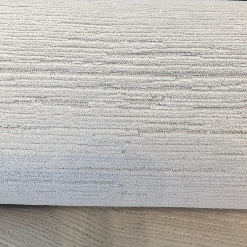 Dolce Plush Texture Cut Velvet Polyester Fabric - Ivory Striped High Low Texture, 54" Width (1 Yard)
