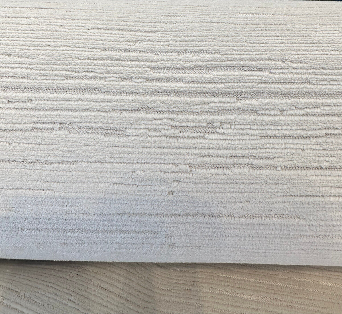 Dolce Plush Texture Cut Velvet Polyester Fabric - Ivory Striped High Low Texture, 54" Width (1 Yard)