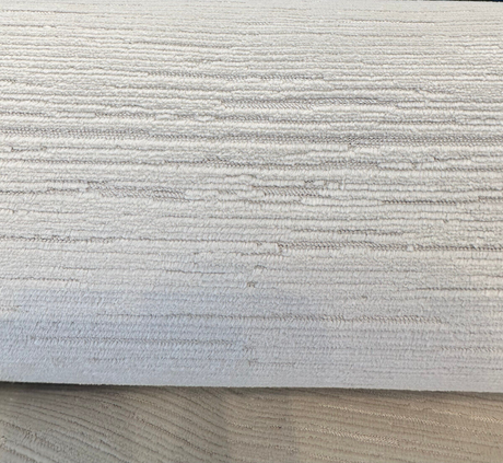 Dolce Plush Texture Cut Velvet Polyester Fabric - Ivory Striped High Low Texture, 54" Width (1 Yard)