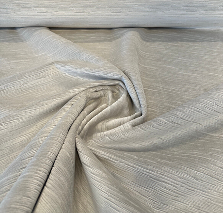 Plush Texture Cut Velvet Dolce Stone Polyester Fabric - Stone Striped High-Low Texture, 54" Width (1 Yard)