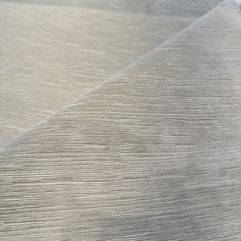 Plush Texture Cut Velvet Dolce Stone Polyester Fabric - Stone Striped High-Low Texture, 54" Width (1 Yard)