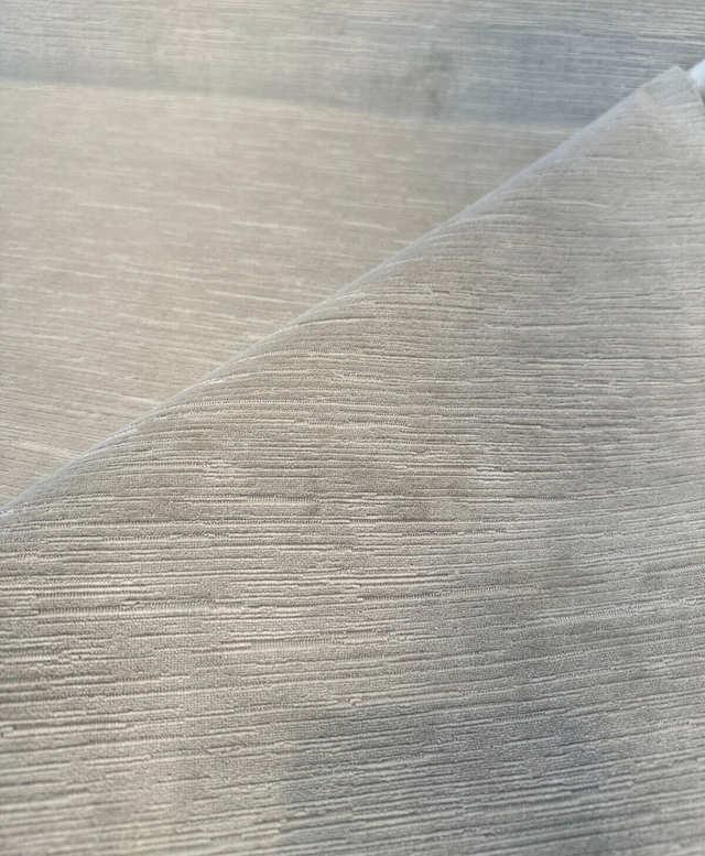 Plush Texture Cut Velvet Dolce Stone Polyester Fabric - Stone Striped High-Low Texture, 54" Width (1 Yard)