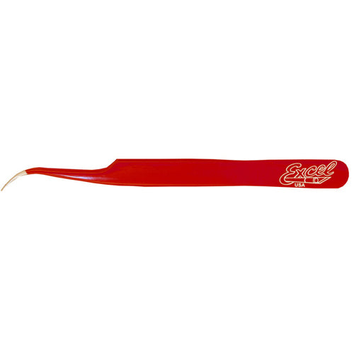 Excel Slant Fine-Point Tweezers, Red