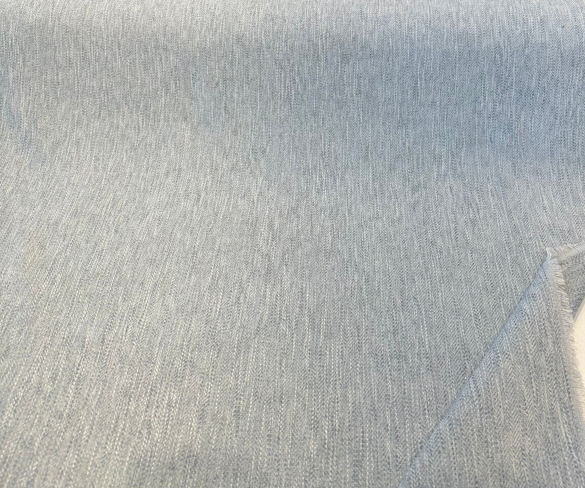 Capital Gains Chenille Fabric - Blue Sky Herringbone, 54" Width (1 Yard)