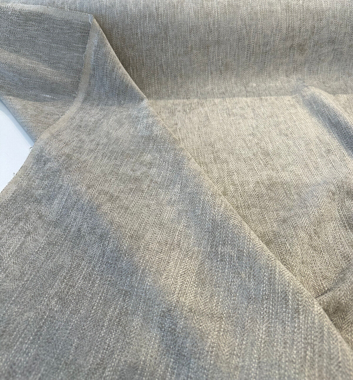 Capital Gains Chenille Upholstery Fabric - Whisper Taupe Herringbone, 54" Width (By The Yard)