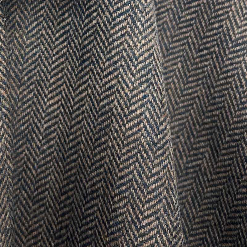 Brown Herringbone Tweed Wool Fabric - Brown Herringbone, 58" Width (1 Yard)