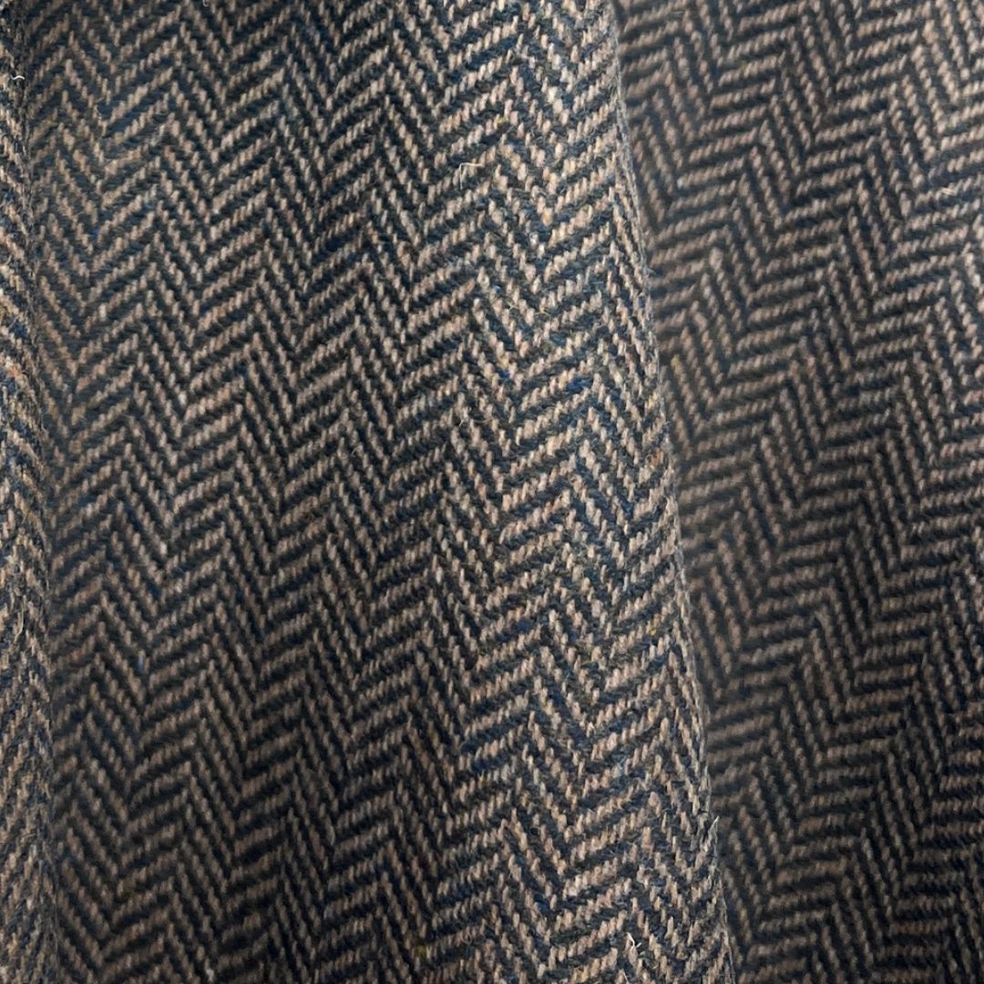 Brown Herringbone Tweed Wool Fabric - Brown Herringbone, 58" Width (1 Yard)
