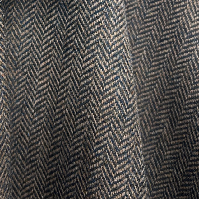 Brown Herringbone Tweed Wool Fabric - Brown Herringbone, 58" Width (1 Yard)