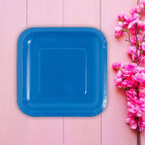 24 Count Royal Blue Square Paper Dessert Plates for Wedding Birthday Baby Shower Party Supplies Disposable Supplies 7 Inch