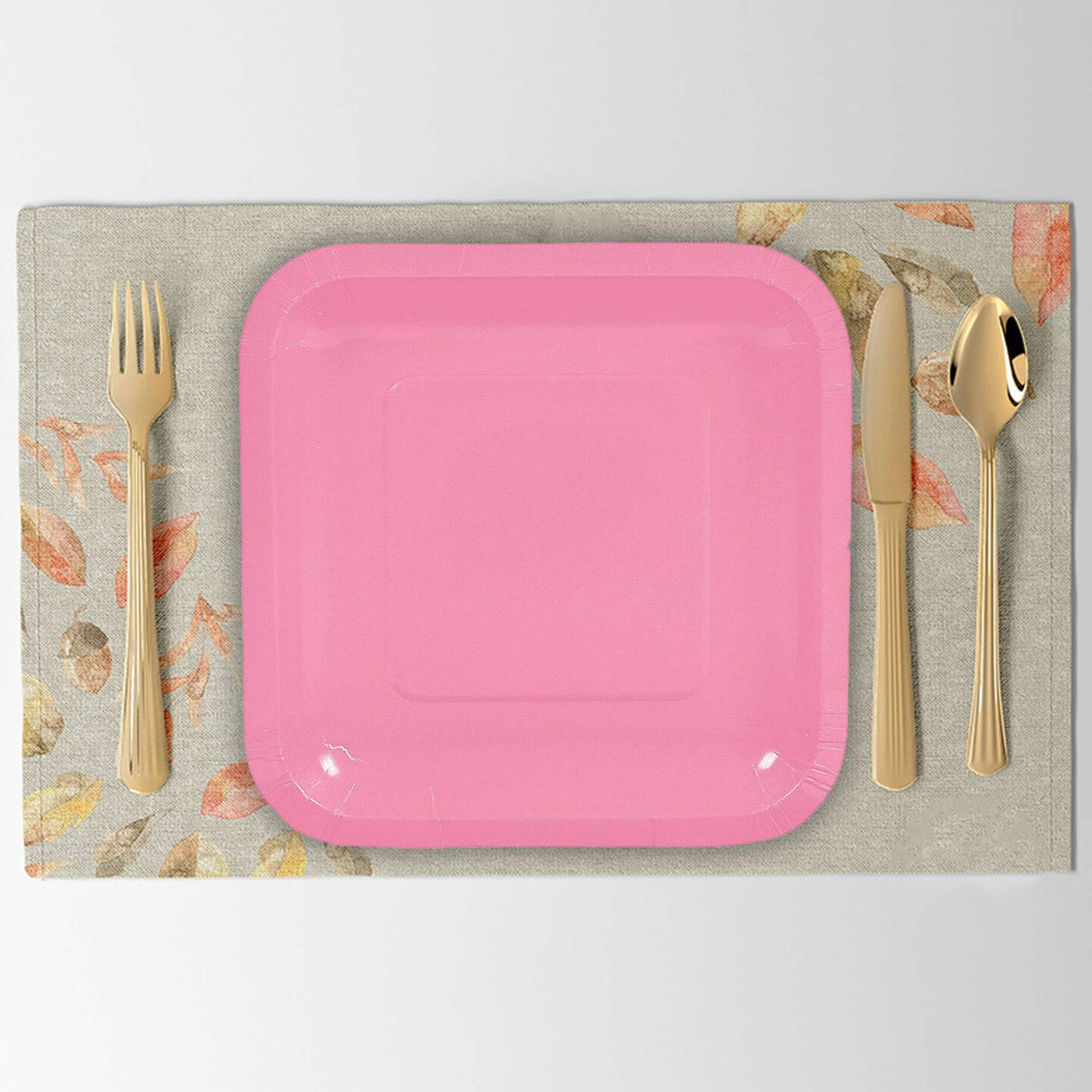 24 Count Candy Pink Square Paper Dessert Plates Disposable for Baby Shower Birthday Party 7 Inch
