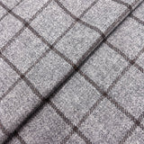 Grey Windowpane Wool Tweed Fabric - Grey Windowpane, 60" Width (1 Yard)
