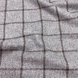 Grey Windowpane Wool Tweed Fabric - Grey Windowpane, 60" Width (1 Yard)
