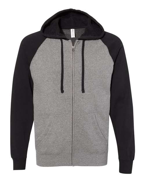 Independent Trading Co. Unisex Special Blend Raglan Full-Zip Hooded Sweatshirt