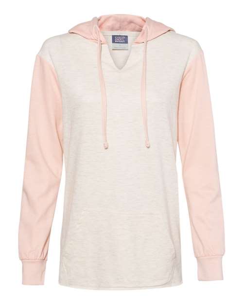 Women’s French Terry Hooded Pullover with Colorblocked Sleeves