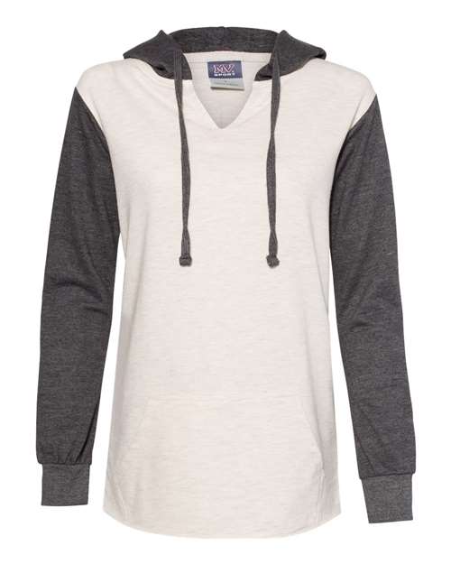 Women’s French Terry Hooded Pullover with Colorblocked Sleeves