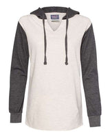 Women’s French Terry Hooded Pullover with Colorblocked Sleeves