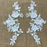 1 Pair 3D Floral Lace Applique Embroidered on 100% Polyester Net Mesh 12" x 4" Each Side