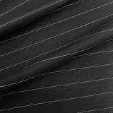 Black Stripe Super 110S Merino Wool Fabric - Black Stripe, 58/60" Width