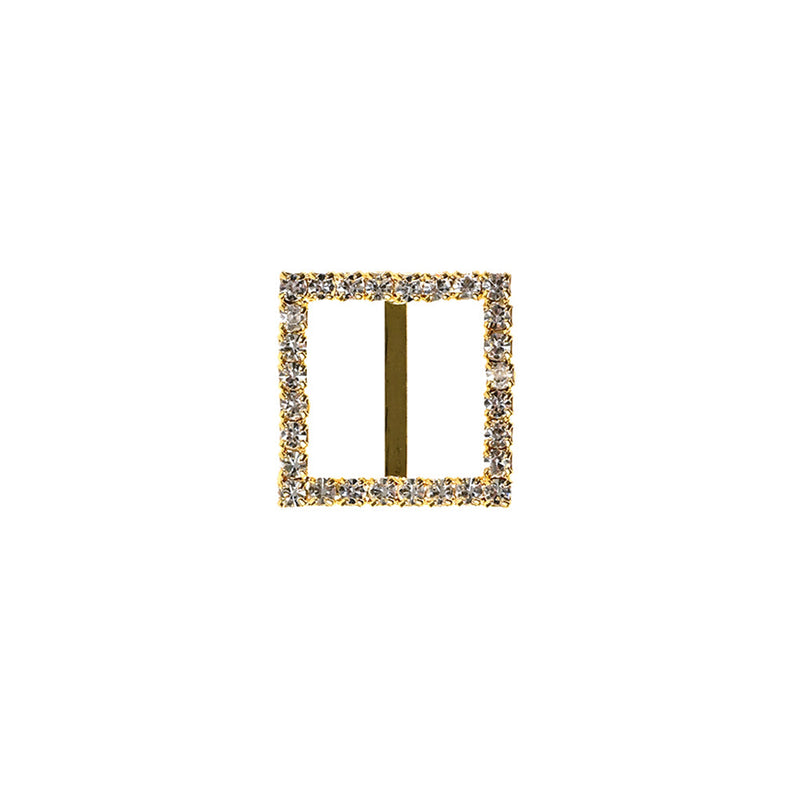 Swarovski Crystal and Gold Square Rhinestone Slider - 0.875"