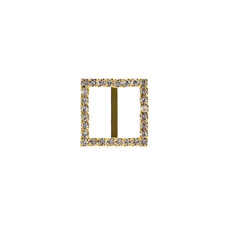 Swarovski Crystal and Gold Square Rhinestone Slider - 0.875"