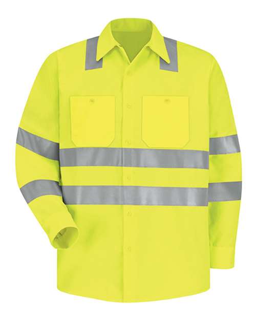 Red Kap Men's High Visibility Safety Long Sleeve Work Shirt