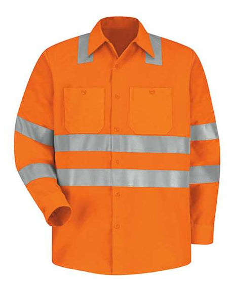 Red Kap Men's High Visibility Safety Long Sleeve Work Shirt