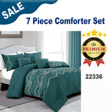 7 Pieces Kefira Teal Embroidery Comforter Set Breathable