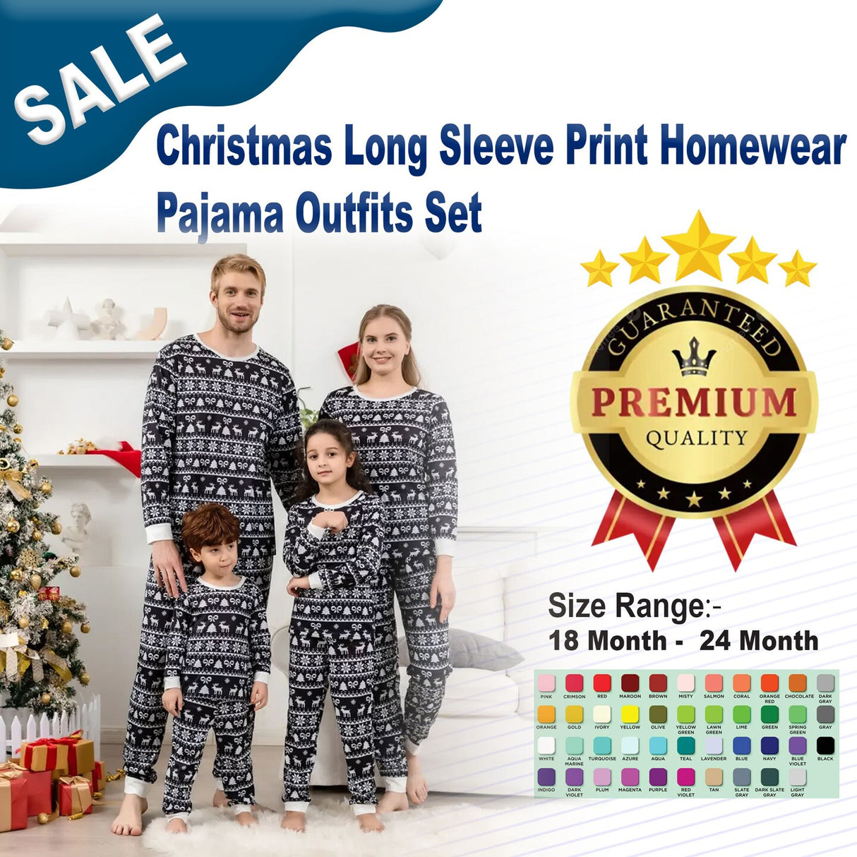 Christmas Long Sleeve Print Homewear Pajama Outfits Set