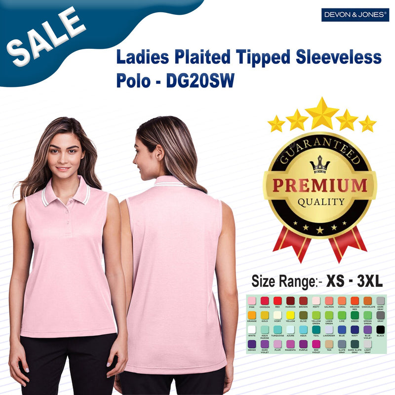 Devon & Jones® Ladies Plaited Tipped Sleeveless Polo