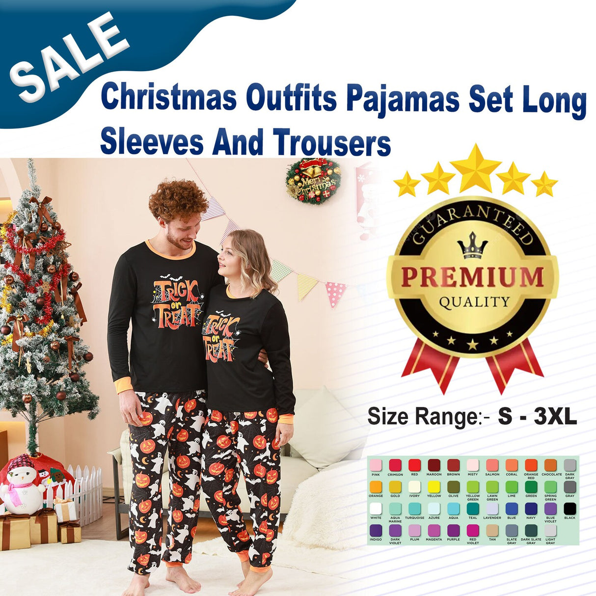 Christmas Outfits Pajamas Set Long Sleeves And Trousers