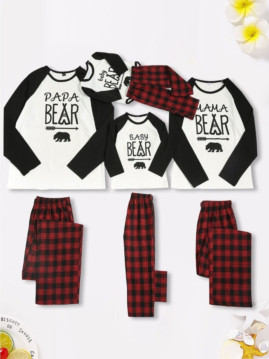 Bear Top And Plaid Pants Christmas Homewear Set