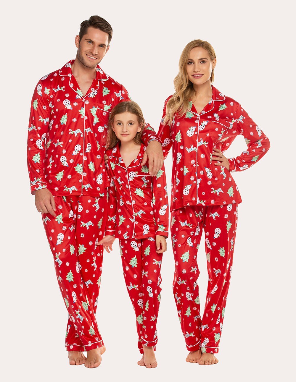 Christmas Loungewear Red Long Sleeve Tops And Pants Pajama Set