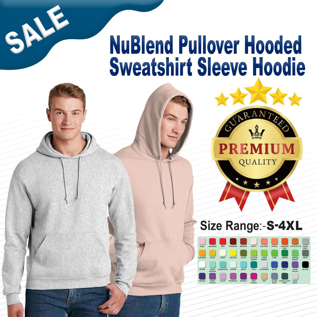 Jerzees® NuBlend Pullover Hooded Sweatshirt Sleeve Hoodie For Adult