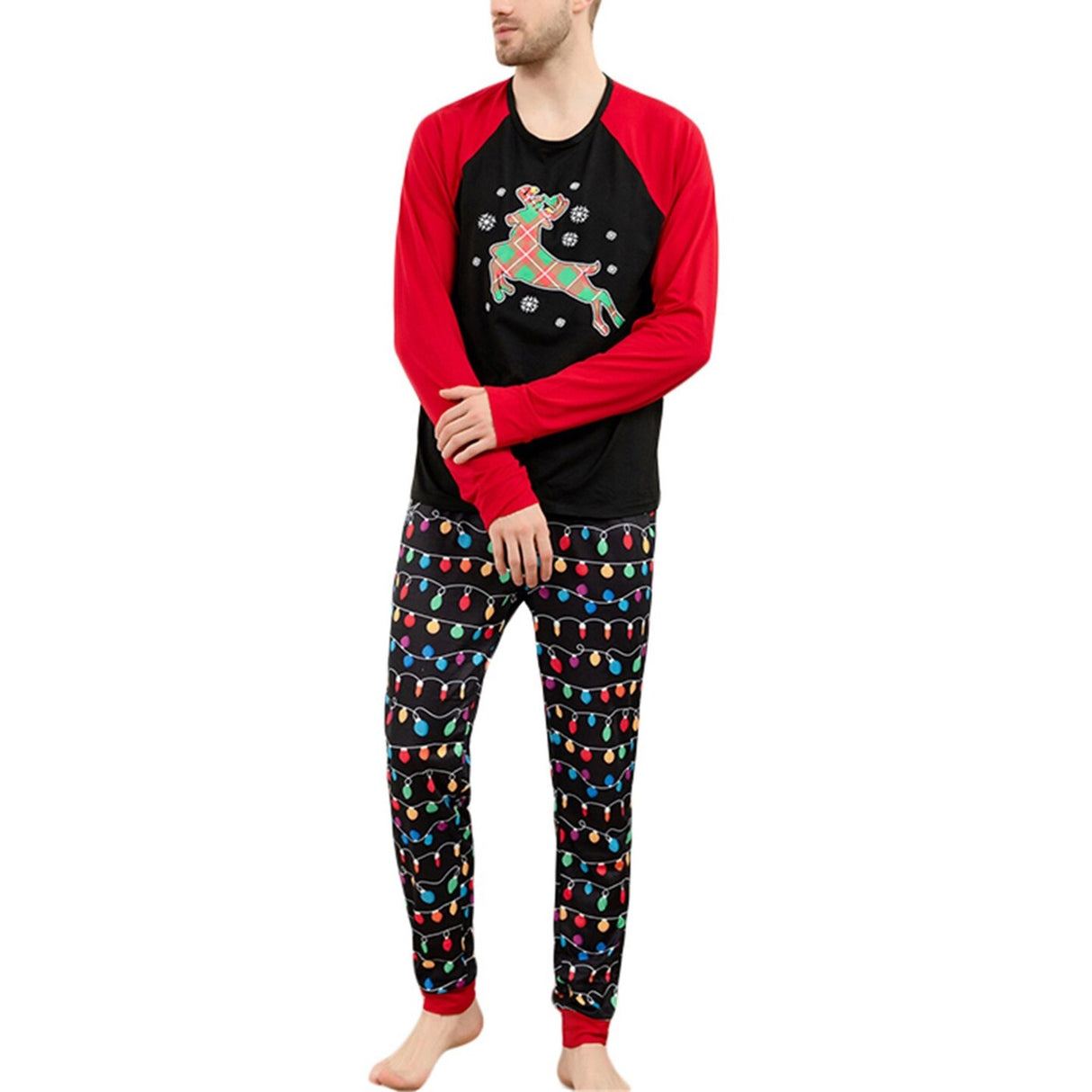 Christmas Outfits Print Long Sleeve Pyjamas Loungewear Set