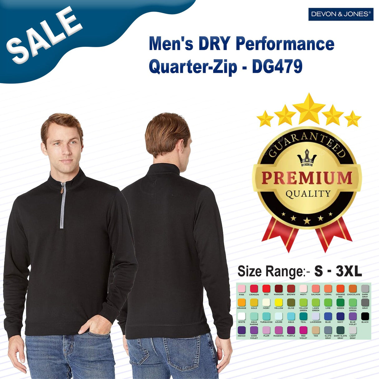 Devon & Jones® Men's DRY Performance Quarter-Zip